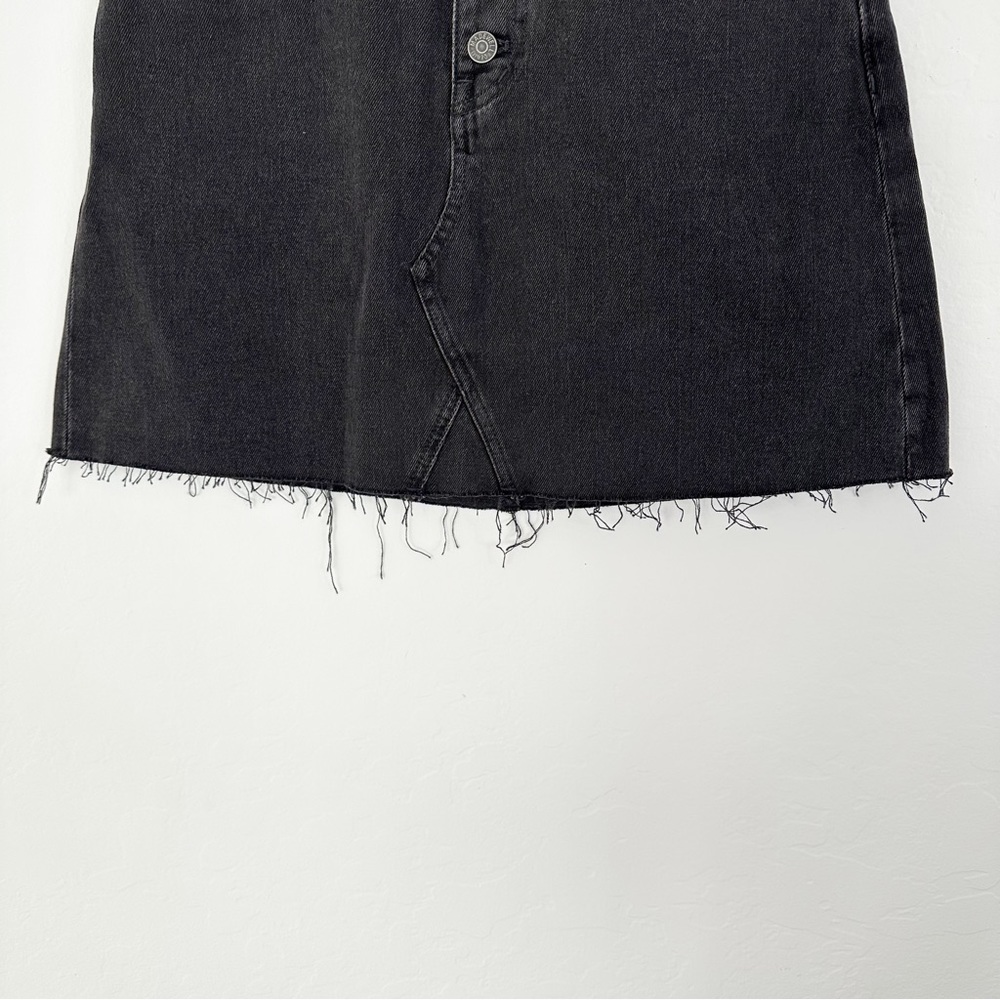 Madewell High Waist Button Front Rigid Denim A-Line Skirt Black Lunar | 28 - Picture 3 of 13